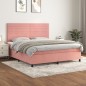 vidaXL Boxspringbett mit Matratze Rosa 160x200 cm Samt vidaXL Boxspringbett mit Matratze Rosa 160x200 cm Samt