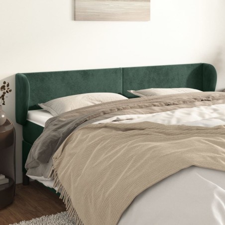 vidaXL Kopfteil mit Ohren Dunkelgrün 203x23x78/88 cm Samt