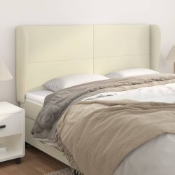 vidaXL Kopfteil mit Ohren Creme 163x23x118/128 cm Kunstleder