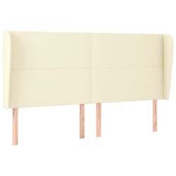 vidaXL Kopfteil mit Ohren Creme 163x23x118/128 cm Kunstleder
