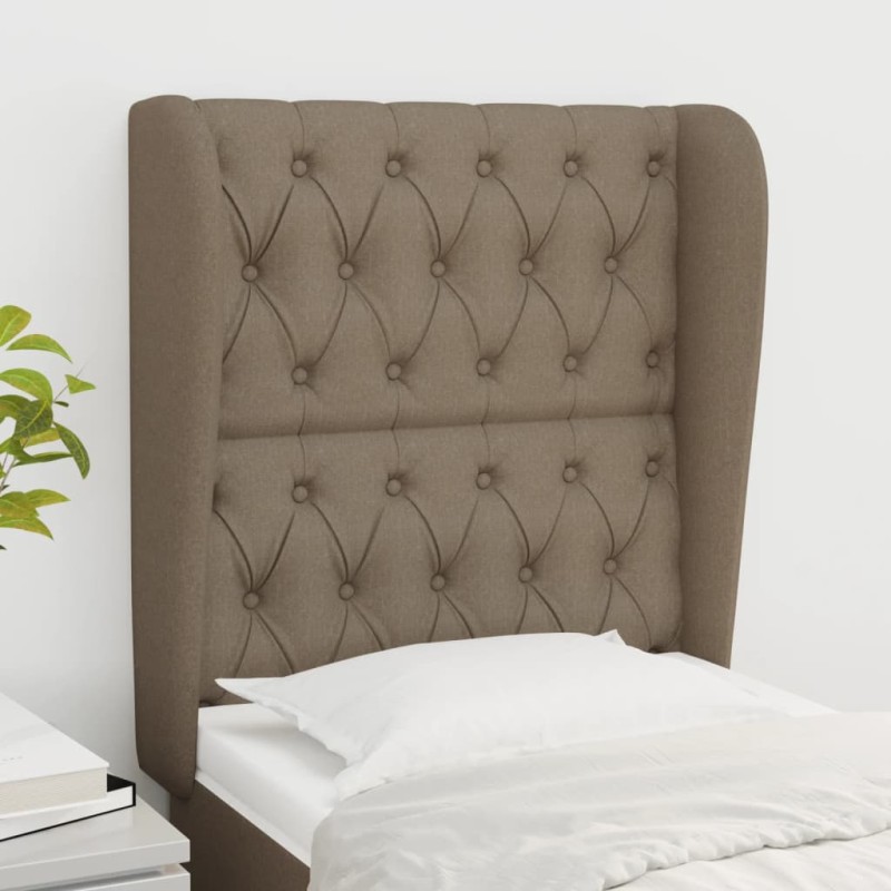 vidaXL Kopfteil mit Ohren Taupe 83x23x118/128 cm Stoff vidaXL Kopfteil mit Ohren Taupe 83x23x118/128 cm Stoff