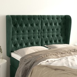 vidaXL Kopfteil mit Ohren Dunkelgrün 163x23x118/128 cm Samt