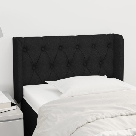 vidaXL Kopfteil mit Ohren Schwarz 83x16x78/88 cm Stoff