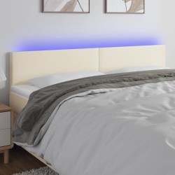 vidaXL LED Kopfteil Creme 160x5x78/88 cm Kunstleder
