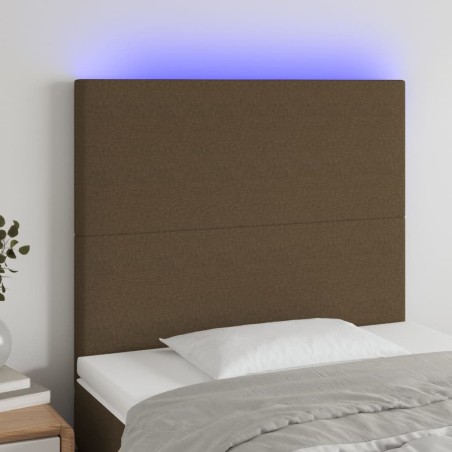 vidaXL LED Kopfteil Dunkelbraun 90x5x118/128 cm Stoff
