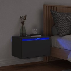 vidaXL Wand-Nachttisch mit LED-Leuchten Schwarz