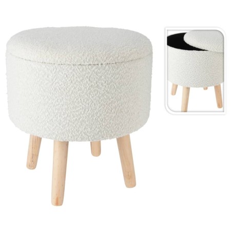 Home&Styling Hocker mit Stauraum Ø35x40 cm Elfenbeinweiß