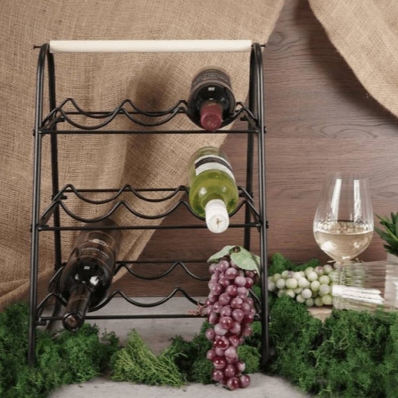Home&Styling Weinregal für 9 Flaschen Metall Schwarz und Natur Home&Styling Weinregal für 9 Flaschen Metall Schwarz und Natur