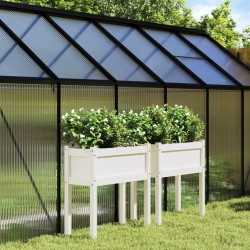 vidaXL Pflanzkübel 2 Stk. mit Beinen Weiß Massivholz Kiefer