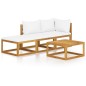 4-tlg. Garten-Lounge-Set mit Auflagen Creme Massivholz Akazie 4-tlg. Garten-Lounge-Set mit Auflagen Creme Massivholz Akazie