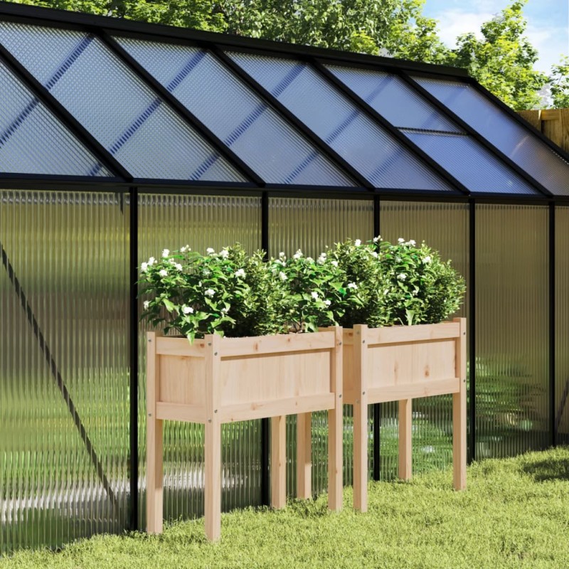 vidaXL Pflanzkübel 2 Stk. mit Beinen Massivholz Kiefer vidaXL Pflanzkübel 2 Stk. mit Beinen Massivholz Kiefer