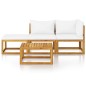 4-tlg. Garten-Lounge-Set mit Auflagen Creme Massivholz Akazie 4-tlg. Garten-Lounge-Set mit Auflagen Creme Massivholz Akazie