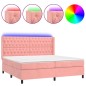 vidaXL Boxspringbett mit Matratze & LED Rosa 160x200 cm Samt vidaXL Boxspringbett mit Matratze & LED Rosa 160x200 cm Samt