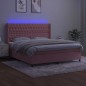 vidaXL Boxspringbett mit Matratze & LED Rosa 160x200 cm Samt vidaXL Boxspringbett mit Matratze & LED Rosa 160x200 cm Samt