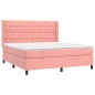 vidaXL Boxspringbett mit Matratze & LED Rosa 160x200 cm Samt vidaXL Boxspringbett mit Matratze & LED Rosa 160x200 cm Samt
