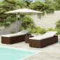 3-tlg. Garten-Sonnenliegen mit Teetisch Poly Rattan Braun 3-tlg. Garten-Sonnenliegen mit Teetisch Poly Rattan Braun