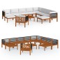 vidaXL 12-tlg. Garten-Lounge-Set mit Kissen Cremeweiß Massivholz Akazie
