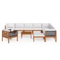 vidaXL 12-tlg. Garten-Lounge-Set mit Kissen Cremeweiß Massivholz Akazie