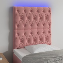 vidaXL LED Kopfteil Rosa 80x7x118/128 cm Samt