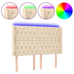 vidaXL LED Kopfteil Creme 163x16x118/128 cm Stoff