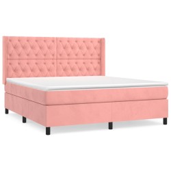 vidaXL Boxspringbett mit Matratze Rosa 160x200 cm Samt