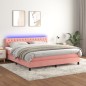 vidaXL Boxspringbett mit Matratze & LED Rosa 160x200 cm Samt vidaXL Boxspringbett mit Matratze & LED Rosa 160x200 cm Samt