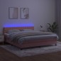 vidaXL Boxspringbett mit Matratze & LED Rosa 160x200 cm Samt vidaXL Boxspringbett mit Matratze & LED Rosa 160x200 cm Samt