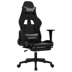 vidaXL Gaming-Stuhl mit Fußstütze Schwarz Kunstleder