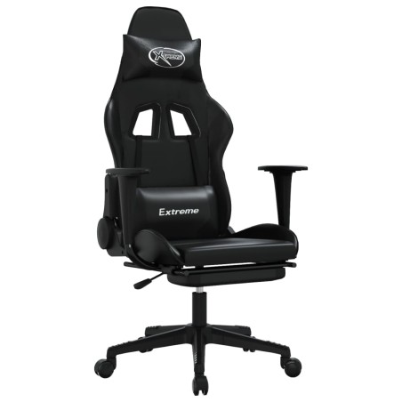 vidaXL Gaming-Stuhl mit Fußstütze Schwarz Kunstleder