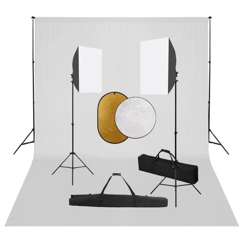 vidaXL Fotostudio-Set mit Softboxen, Hintergrundsystem und Reflektor vidaXL Fotostudio-Set mit Softboxen, Hintergrundsystem und Reflektor