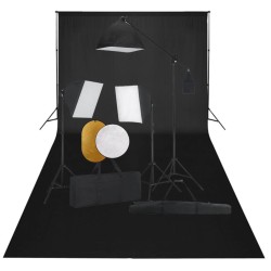 vidaXL Fotostudio-Set mit Softbox-Leuchten, Hintergrund und Reflektor