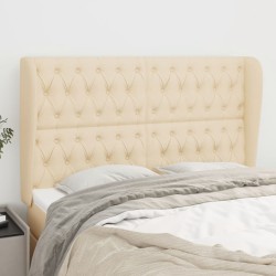 vidaXL Kopfteil mit Ohren Creme 163x23x118/128 cm Stoff