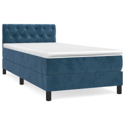 vidaXL Boxspringbett mit Matratze Dunkelblau 80x200 cm Samt
