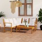 4-tlg. Garten-Lounge-Set mit Auflagen Creme Massivholz Akazie 4-tlg. Garten-Lounge-Set mit Auflagen Creme Massivholz Akazie