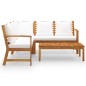 4-tlg. Garten-Lounge-Set mit Auflagen Creme Massivholz Akazie 4-tlg. Garten-Lounge-Set mit Auflagen Creme Massivholz Akazie