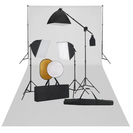 vidaXL Fotostudio-Set mit Softbox-Leuchten, Hintergrund und Reflektor