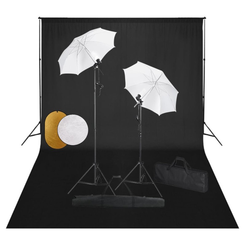 vidaXL Fotostudio-Set mit Leuchten, Schirmen, Hintergrund, Reflektor vidaXL Fotostudio-Set mit Leuchten, Schirmen, Hintergrund, Reflektor
