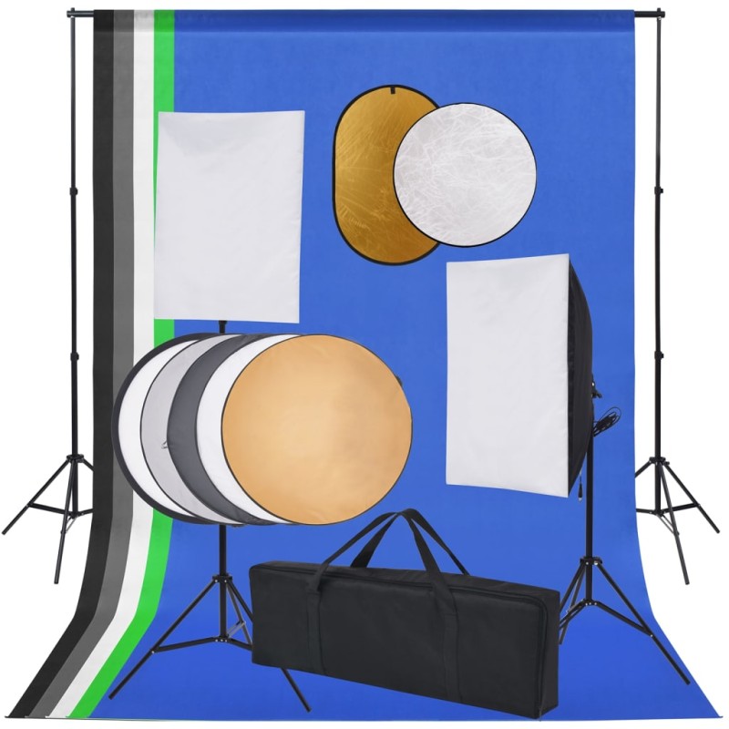 vidaXL Fotostudio-Set mit Softbox-Lampen, Hintergrund und Reflektor vidaXL Fotostudio-Set mit Softbox-Lampen, Hintergrund und Reflektor