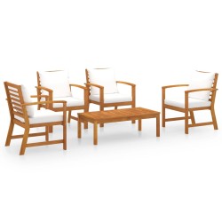 vidaXL 5-tlg. Garten-Lounge-Set mit Auflagen Massivholz Akazie