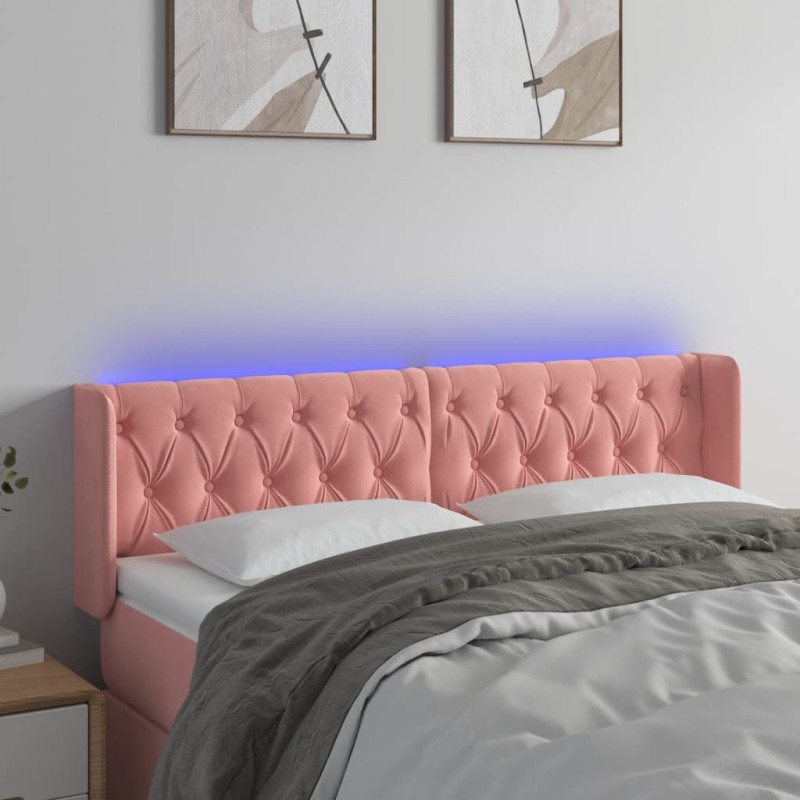 vidaXL LED Kopfteil Rosa 163x16x78/88 cm Samt vidaXL LED Kopfteil Rosa 163x16x78/88 cm Samt