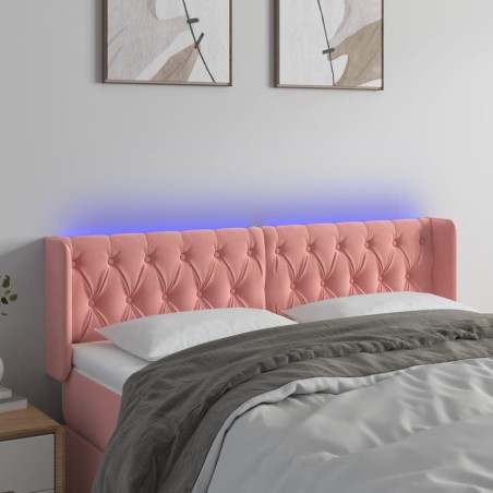 vidaXL LED Kopfteil Rosa 163x16x78/88 cm Samt