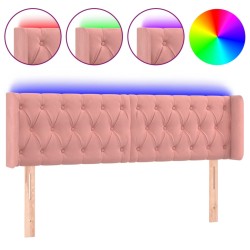 vidaXL LED Kopfteil Rosa 163x16x78/88 cm Samt