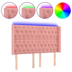 vidaXL LED Kopfteil Rosa 163x16x118/128 cm Samt
