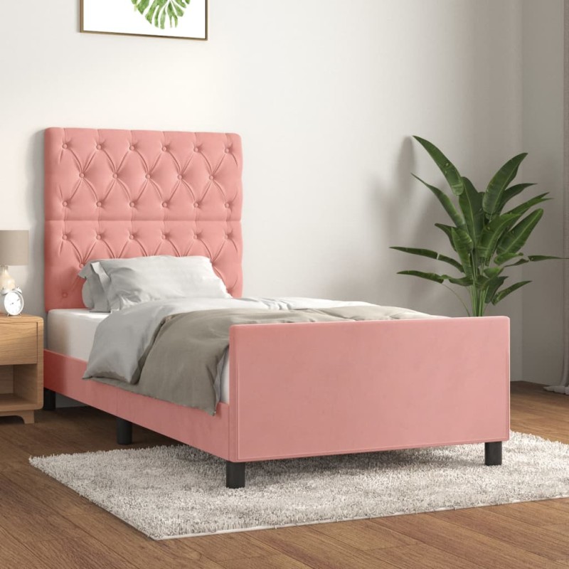 vidaXL Bettgestell mit Kopfteil Rosa 80x200 cm Samt vidaXL Bettgestell mit Kopfteil Rosa 80x200 cm Samt