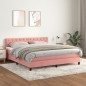 vidaXL Boxspringbett mit Matratze Rosa 160x200 cm Samt vidaXL Boxspringbett mit Matratze Rosa 160x200 cm Samt