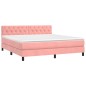 vidaXL Boxspringbett mit Matratze Rosa 160x200 cm Samt vidaXL Boxspringbett mit Matratze Rosa 160x200 cm Samt