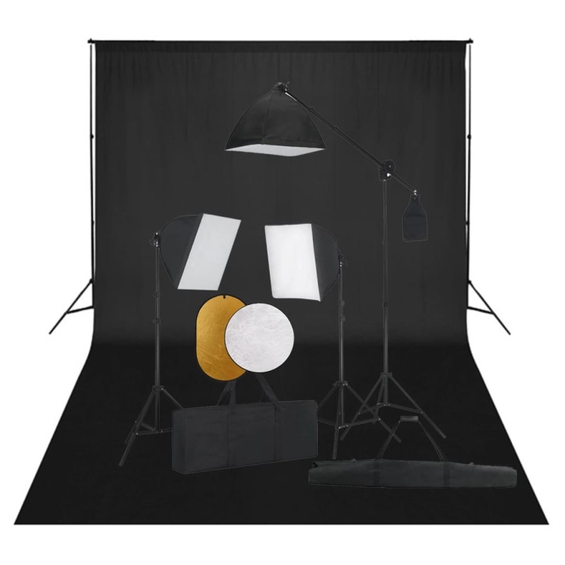 vidaXL Fotostudio-Set mit Softbox-Leuchten, Hintergrund und Reflektor vidaXL Fotostudio-Set mit Softbox-Leuchten, Hintergrund und Reflektor