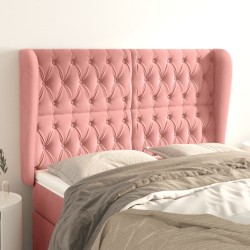 vidaXL Kopfteil mit Ohren Rosa 163x23x118/128 cm Samt
