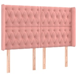 vidaXL Kopfteil mit Ohren Rosa 163x16x118/128 cm Samt