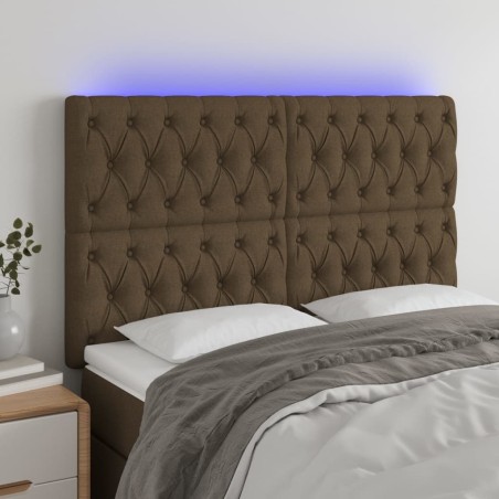 vidaXL LED Kopfteil Dunkelbraun 160x7x118/128 cm Stoff